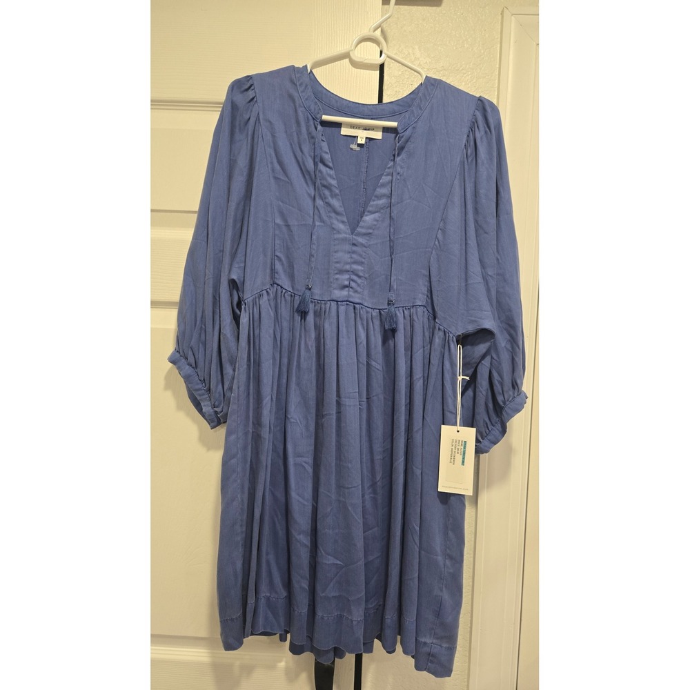 Dear John Alexis Dress Skipper Blue TDR5178T3BLT Babydoll Tassel Tie Mini Small
